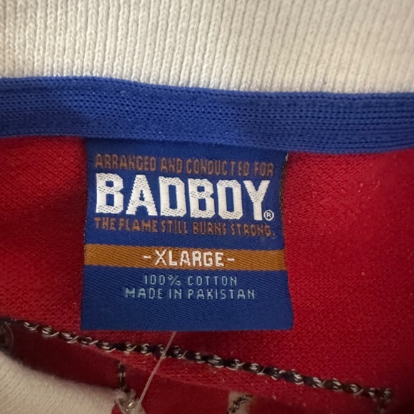 Bad Boy Embroidered Polo XL New with tags 100% cotton 1/4 zip 26" armpits - Picture 5 of 5